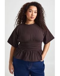 Boohoo - Plus Ruched Bust Corset Waist Detail Top - Lyst