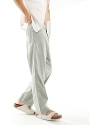 Hollister - Baggy Flex Waist Linen Trouser - Lyst