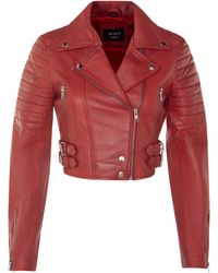 Infinity Leather - Cropped Brando Biker Jacket-Damascus - Lyst