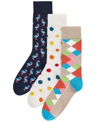Happy Socks - Hs 3 Pair Colour Heel Toe Super Soft Novelty Dress - Lyst