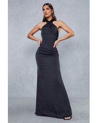 MissPap - Premium Satin Twist Front Gown - Lyst