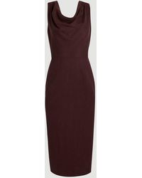 Karen Millen - Tencel Blend Tailored Cowl Neck Midi Dress - Lyst