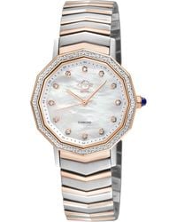 Gv2 - Spello Ii Ip Rose Case, Mop Dial, Two Toned Ss Iprg Bracelet Watch - Lyst