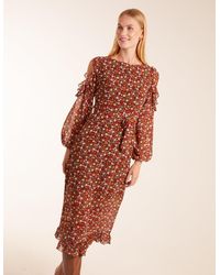 Blue Vanilla - Cold Shoulder Frill Midi Dress - Lyst