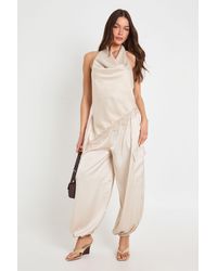 Boohoo - Lace Hem Cowl Top - Lyst