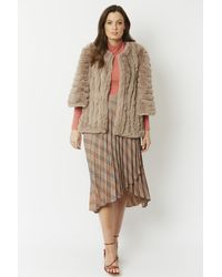 Jayley - Faux Fur Suede Striped Cape Coat - Lyst