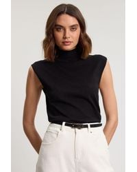Karen Millen - Viscose Blend Knit High Neck Tank Top - Lyst