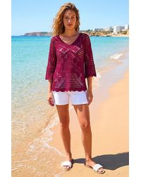 Roman - Crochet Lace V-Neck Open Knit - Lyst