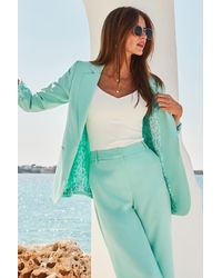 Sosandar - Mint Leopard Print Lining Blazer - Lyst