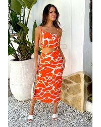 AX Paris - Giraffe Print Asymmetric Cut Out Midi Dress - Lyst