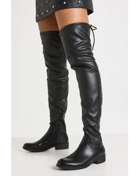 Boohoo - Pu Over The Knee Stretch Boots - Lyst