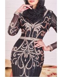 Goddiva - Modesty Sequin & Mesh Maxi Dress - Lyst