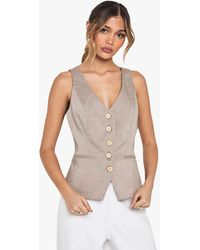 Boohoo - Wooden Button Fitted Tailored Waistcoat - Lyst