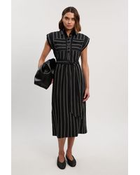 Karen Millen - Bold Stripe Cotton Woven Maxi Shirt Dress - Lyst