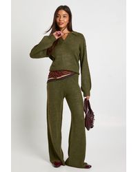 Boohoo - Super Soft V Neck Collared Knitted Jumper And Straight Leg Trouser Co-Ord - Lyst