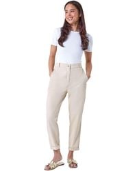 Roman - Petite Cotton Blend Stretch Chino Trousers - Lyst