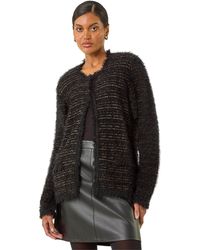 Roman - Fluffy Textured Knit Cardigan - Lyst