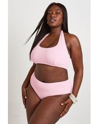 Boohoo - Plus Crinkle Square Neck Top & High Waist Bikini - Lyst