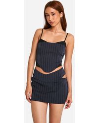 Boohoo - Pinstripe Cut Out Side Straight Mini Skirt - Lyst