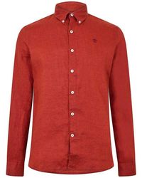 Timberland - Linnen Relaxed Fit Overhemd (Verbrande Henna) - Lyst