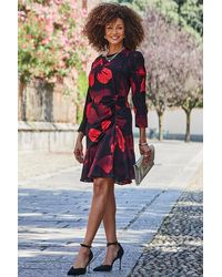 Sosandar - Floral Print Fit & Flare Dress - Lyst