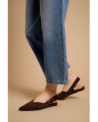 Oasis - Binx Faux Suede Slingback Pointed Flat Shoes - Lyst