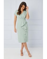 Wallis - Tailored Crepe Ruffle Pencil Dress - Lyst