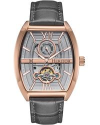 Heritor - Masterson Semi-Skeleton Leather-Band Watch - Lyst