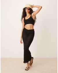ASOS - Knitted Beach Maxi Skirt With Fringe - Lyst