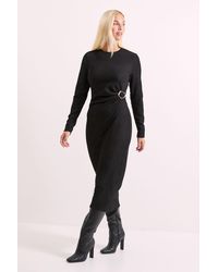 PRINCIPLES - Buckle Twist Front Crinkle Jersey Midi Dress - Lyst