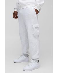 BoohooMAN - 330gsm Plus Skinny Fit Cargo Joggers In Grey Marl - Lyst