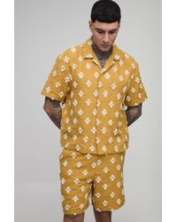 BoohooMAN - Tall Oversized Tufted Woven Shirt & Relaxed Short Set - Lyst