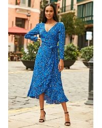 Sosandar - Print Ruffle Hem Wrap Dress - Lyst
