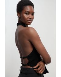 Karen Millen - Drapey Crepe Halter Neck Ruched Open Back Top - Lyst