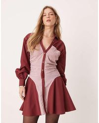ASOS - Ruched Panel Mini Shirt Dress - Lyst