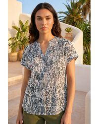 Roman - Animal Print Pintuck Burnout Shirt - Lyst
