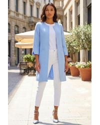 Roman - 3/4 Sleeve Textured Longline Smart Jacket - Lyst