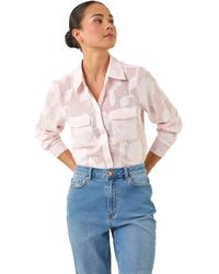 Roman - Petite Floral Jacquard Buttoned Blouse - Lyst