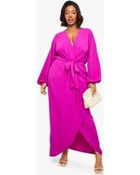Boohoo - Plus Textured Tie Detail Maxi Dress - Lyst