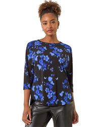 Roman - Floral Print Round Hem Top - Lyst