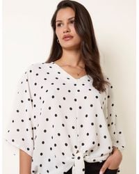 Blue Vanilla - Polka Dot Knot Front Top - Lyst