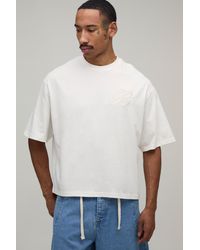 BoohooMAN - Oversized Boxy Heavyweight B Embroidered Peached T-Shirt - Lyst