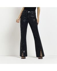 River Island - Flared Jeans Petite Coated High Waisted Cotton - Lyst