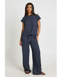 Boohoo - Crinkle Cap Sleeve Top Wide Leg Trouser Co Ord - Lyst