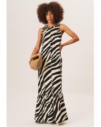 Gini London - Zebra Print Tie Shoulder Maxi Dress - Lyst