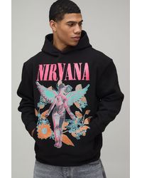 BoohooMAN - Nirvana Floral Oversized License Print Hoodie - Lyst