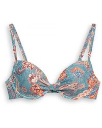 Esprit - Beach Voorgevormde Beugel Bikinitop Met All Over Print Lichtblauw/oranje - Lyst