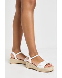 Boohoo - Wide Fit Strappy Knot Detail Espadrille Wedges - Lyst
