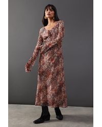 Warehouse - Chiffon Tie Keyhole Front Bias Midi Dress - Lyst