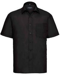 Russell - Russell Collection Poplin Easy-care Formeel Overhemd Met Korte Mouwen (zwart) - Lyst